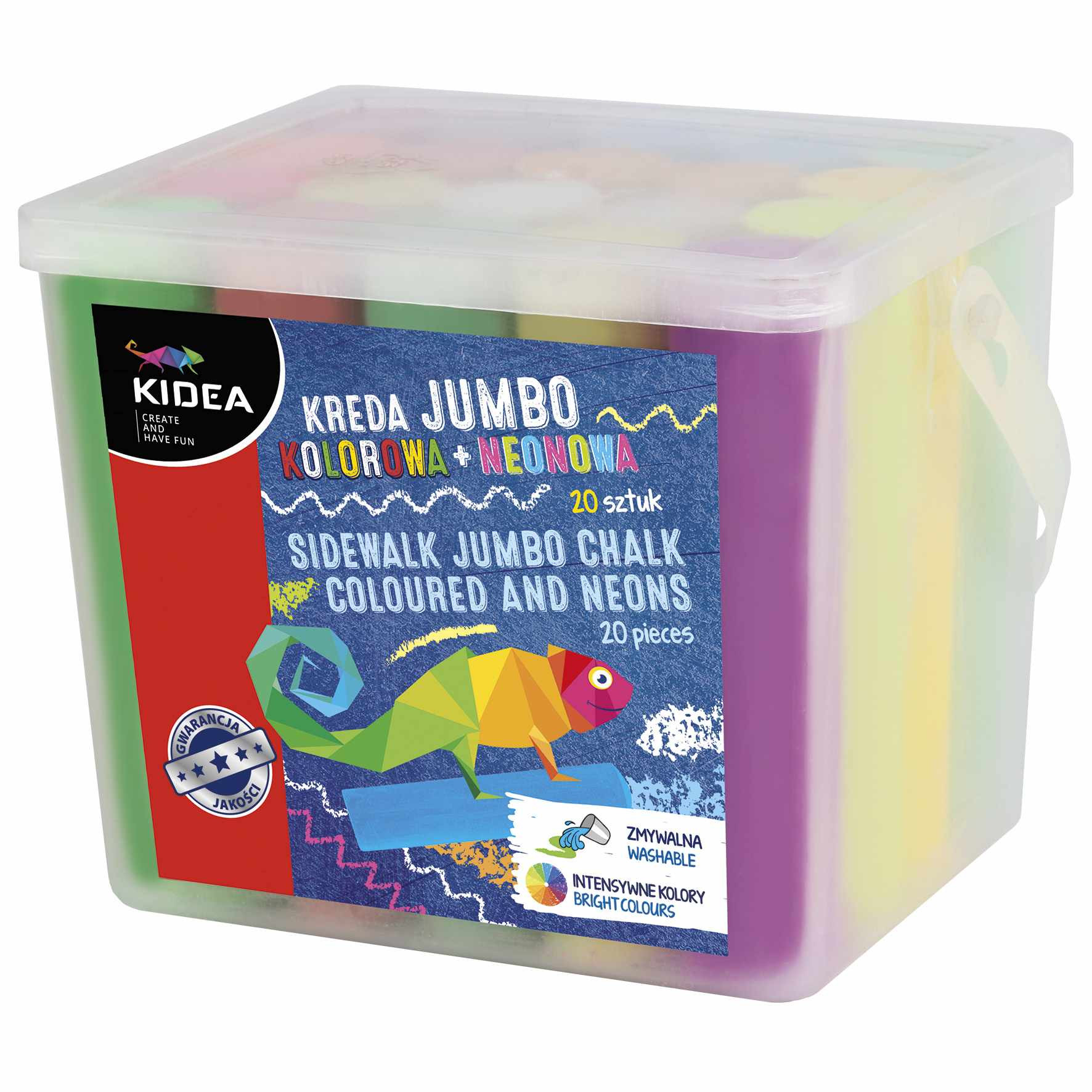 Kreda kolorowa+neonowa Jumbo 20szt. Kidea Derform