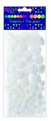 Pompony akryl/opal mix białe (85 szt.) KSPO-008 Dalprint