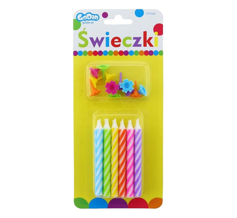 Świeczki urodzinowe ,,Spiralny wzór" wys. 8cm (12szt) PF-SUS12 GoDan