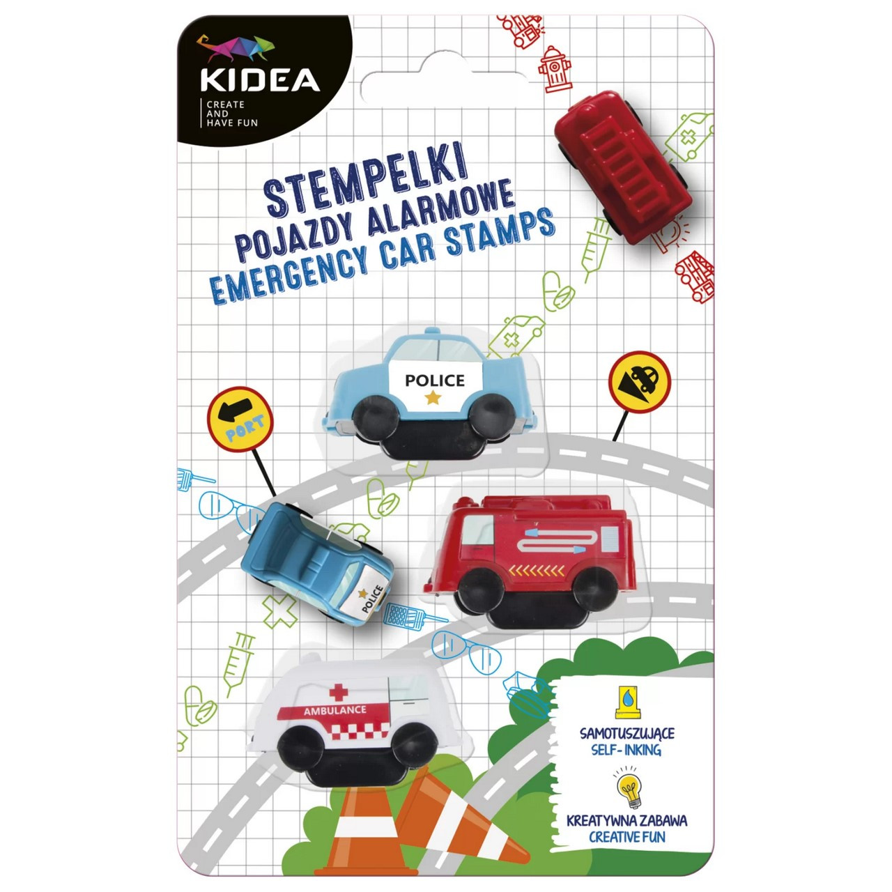 Stempelki dla dzieci Pojazdy alarmowe 3 sztuki Kidea / Derform
