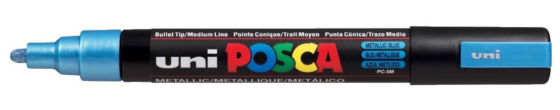 Marker z farbą plakatową Uni Posca, PC-5M 2,5mm metaliczny niebieski