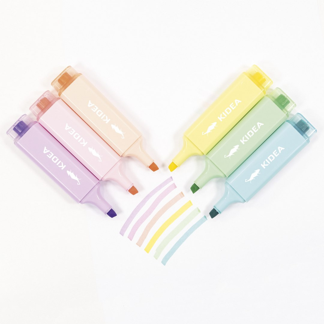 Zakreślacze pastelowe 6 kolorów Kidea / Derform
