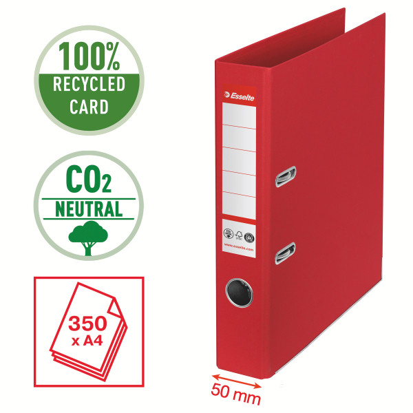 Segregator Esselte No.1 A4/50, neutralny pod względem emisji CO2, czerwony