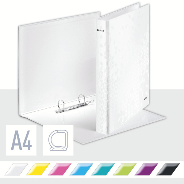 Segregator 2-ringowy A4/25 Leitz Wow laminowany biały