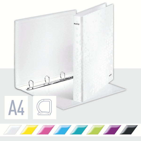 Segregator 4-ringowy A4/25 Leitz Wow laminowany biały