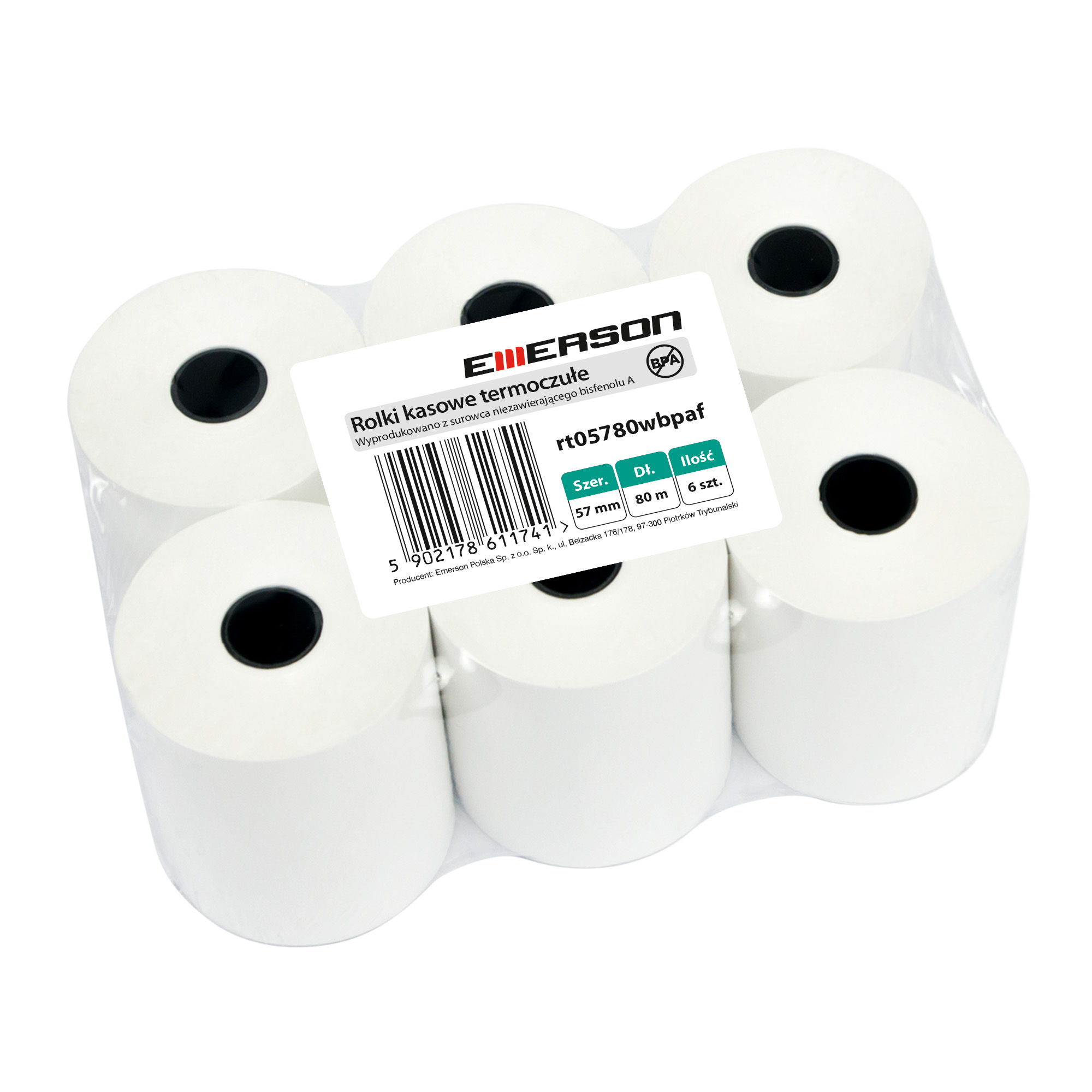Rolka termiczna 57mmx80m 6szt Emerson BPA free