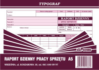 Raport dzienny pracy sprzętu Typograf A5