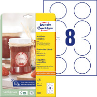 Etykiety na przetwory i słoiki usuwalne Avery 65 mm 10 arkuszy 5081