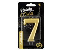 Świeczka cyferka 7, metalik złota 8cm GoDan