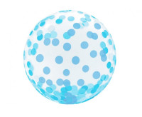 Balon kryształowy, niebieskie grochy 18" KR-18NG GoDan