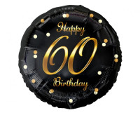 Balon foliowy Happy 60 Birthday czarny nadruk złoty 18" FG-O60Z GoDan