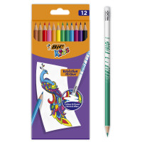 Kredki ołówkowe 12 kolorów z gumką Evolution Illusion BIC
