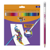 Kredki ołówkowe 24 kolory z gumką Evolution Illusion BIC