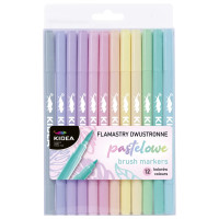 Flamastry dwustronne pastelowe B brush 12 kolorów Kidea / Derform