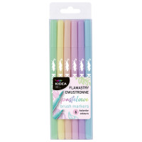 Flamastry dwustronne pastelowe Brush 6 kol. Kidea