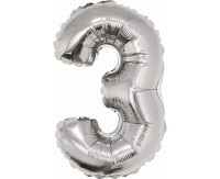 Balon foliowy ,,Cyfra 3" srebrna 91cm GoDan