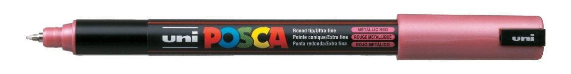 Marker z farbą plakatową Uni Posca, PC-1MR 0,7mm metaliczny czerwony